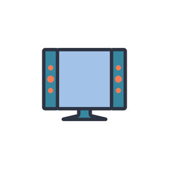 Sticker - Television Flat Icon Design Vector template illustration