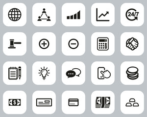 Poster - Trade Or Exchange Icons Black & White Flat Design Set Big