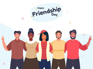 Wall Mural - Cheerful Teenage Friends Standing Together in Photo Capture Pose on the Occasion of Happy Friendship Day.