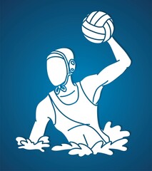 Sticker - Water Polo player cartoon graphic vector