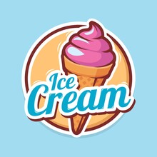 Ice Cream Logo Design With Illustration Of Ice Cream Cone