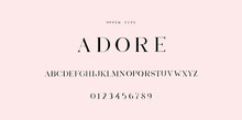 "Adore" Font Uppercase. EPS 10 Included. Stylish And Elegant Alphabet. Numerals Included. 