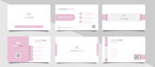 Trendy Minimal Abstract Business Card Template In Pink Color.