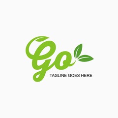 Wall Mural - GO logo design with leaf design concept for event green and environment