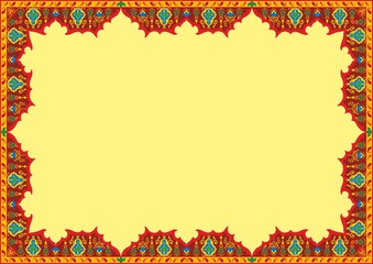 Oriental eastern carpet with a beautiful pattern. Vector pattern with a pattern of oriental carpet. Тraditional ethnic floral ornament colorful rugs can be used for illustration, restaurant menu