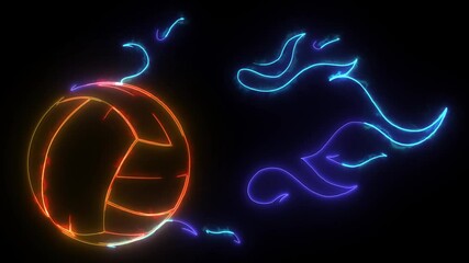 Wall Mural - Volleyball Flaming Ball digital neon video