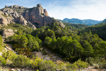 Sticker - Mountains around river Ulldemo near Beceite at warm sunny day