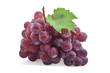 Ripe red grapes with leaves isolated