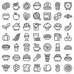 Wall Mural - Healthy breakfast icons set. Outline set of healthy breakfast vector icons for web design isolated on white background
