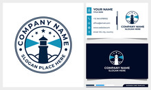 Badge Lighthouse Logo Design With Business Card Template