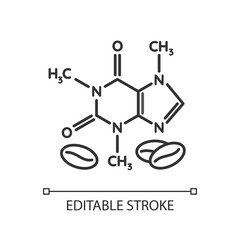 Wall Mural - caffeine linear icon. scientific compound for caffeinated drink. coffee bean supplement formula. thi