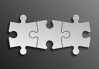 Fototapete - Three sided 3d puzzle presentation infographic template with explanatory text field for business statistics