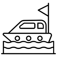 Poster - 
Motorboat in flat editable design, sea travel icon
