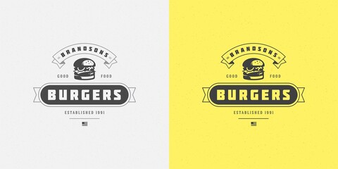 Wall Mural - Burger logo vector illustration hamburger silhouette good for restaurant menu and cafe badge