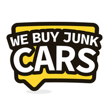 We Buy Junk Cars Speech Bubble Icon. Clipart Image Isolated On White Background.