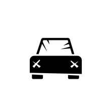 Junk Car Glyph Icon. Clipart Image Isolated On White Background.