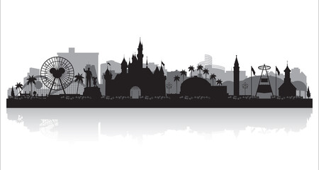 Wall Mural - Anaheim California city skyline silhouette