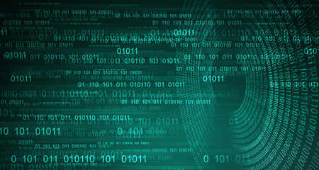 2d illustration abstract digital binary data on computer screen