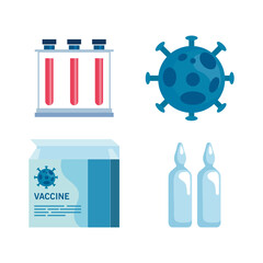 Poster - set icons for medical vaccine research coronavirus, medical vaccine research and educational microbiology for coronavirus covid19 vector illustration design