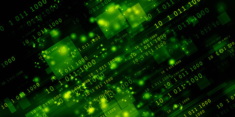 2d illustration abstract digital binary data on computer screen
