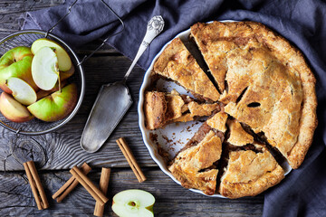 Canvas Print - Classic american autumn apple pie, top view