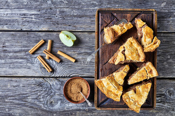 Canvas Print - Classic american autumn apple pie, top view