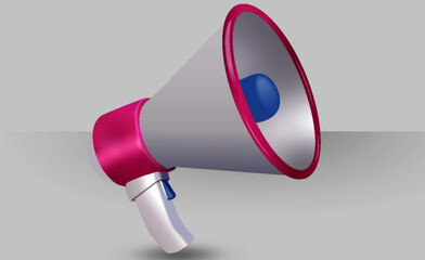 Megaphone Illustration having 3d Isomatic touch hand realistic depth 