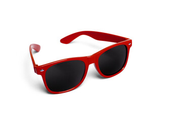 Red sunglasses isolated on white background