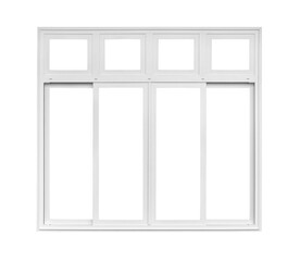 Wall Mural - Real modern house window frame isolated on white background with clipping path