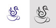 Coffee mog and Egret logo design vector illustration Egret logo design template 