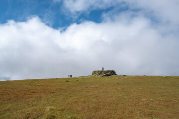 Lugnaquilla Mountain peak in the clouds