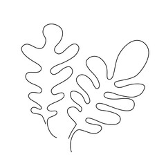 One Line Drawing Oak Leaf. Minimal One Line Drawing