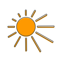Wall Mural - Sun Vector Icon. A symbol of the sky, good weather cartoon style on white isolated background.