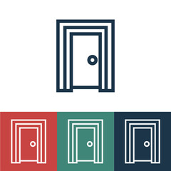 Wall Mural - Linear vector icon with door