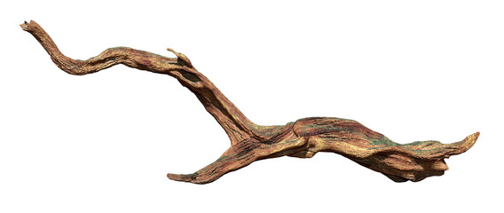 driftwood isolated on white background, aged wood 