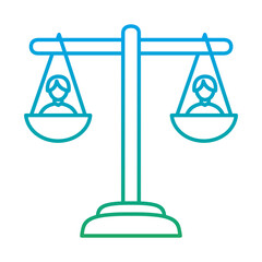 Sticker - law scale with men degraded style icondesign, justice legal judgment and judical theme Vector illustration