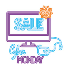 Wall Mural - sale in computer with mouse and cyber monday design, ecommerce and shopping online theme vector illu