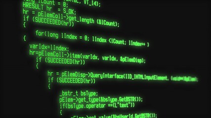 Wall Mural - close-up of a program code on a computer screen. technology, coding, programming, software developme