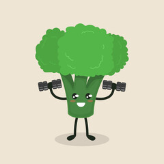 Wall Mural - cute broccoli healthy vegetable mascot design illustration