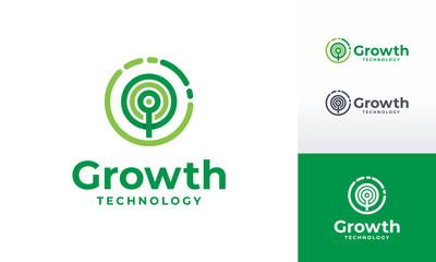 Wall Mural - digital tree logo designs concept vector, growth tech tree logo symbol vector