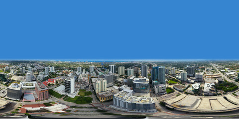Fototapete - Aerial equirectangular photo Downtown Fort Lauderdale Broward County FL USA 360 vr