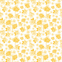 Wall Mural - seamless christmas pattern with small poinsettia, holly, berries on white background design