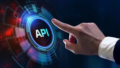 API - Application Programming Interface. Software development tool. Business, modern technology, internet and networking concept.