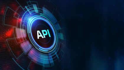 API - Application Programming Interface. Software development tool. Business, modern technology, internet and networking concept.