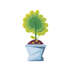 Canvas Print - plant inside pot detailed style icon vector design