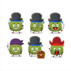 Sticker - Cartoon character of green pumpkin with various pirates emoticons