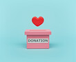 heart and Donation box isolated. concept of charity and Donate. minimal design. 3d rendering