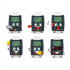 Poster - Terminal bank card cartoon character with various types of business emoticons