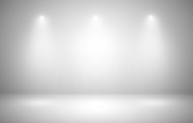 Wall Mural - empty wall with spotlights background for product show with elegant light and cement floor. interior