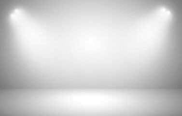 Wall Mural - empty wall with spotlights background for product show with elegant light and cement floor. interior